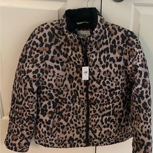NEW GAP Ladies Leopard Print Puffer Jacket - Black and Brown